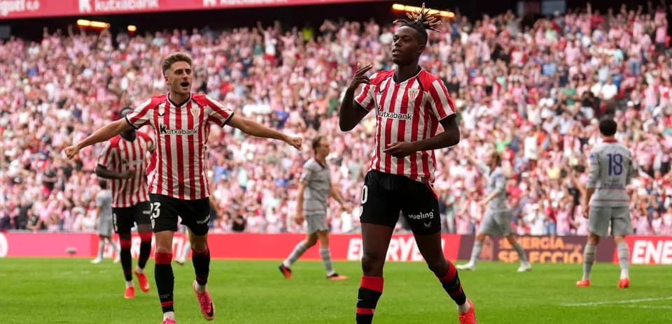 Jugador de Athletic Club celebra un gol