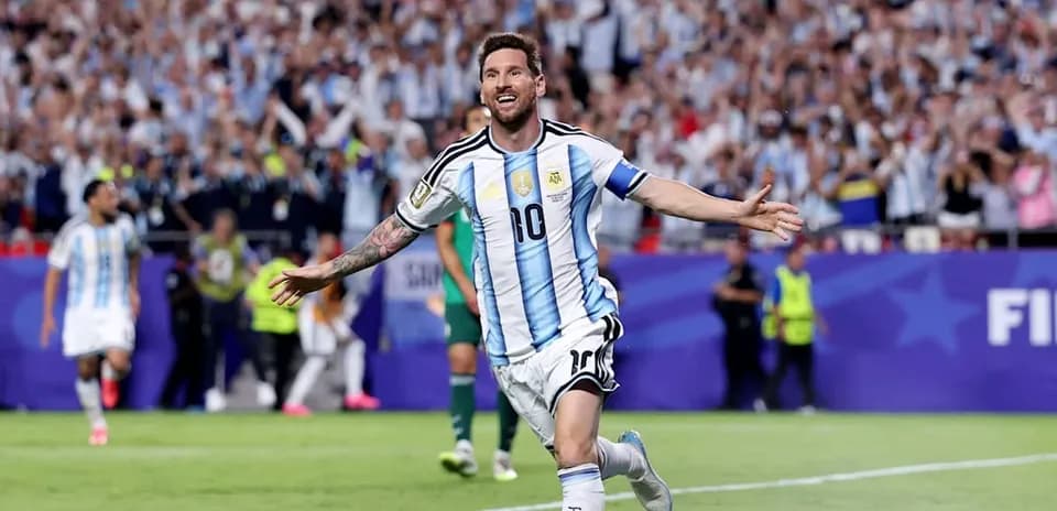 Jugador de Argentina celebrando un gol en el partido