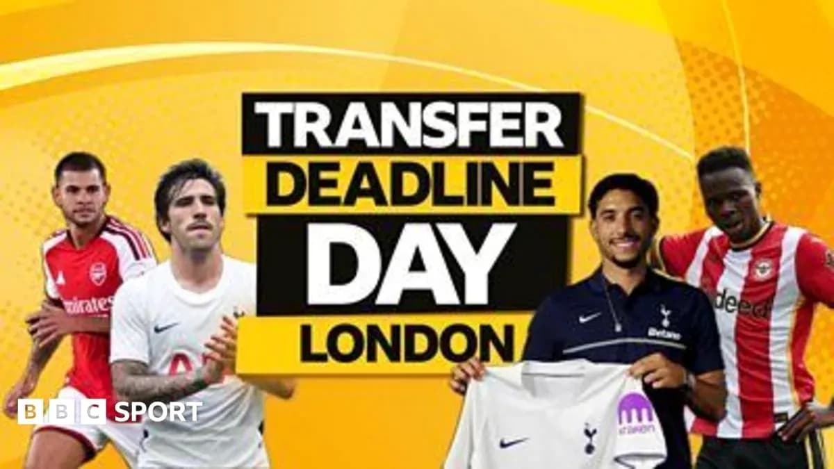 Jugadores y texto sobre el día de transferencias en Londres