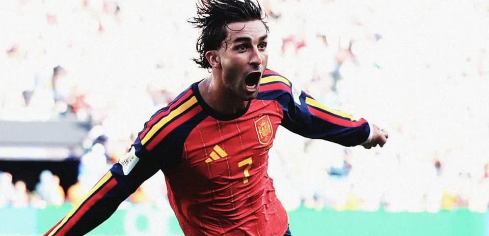 Jugador de España celebrando un gol en partido