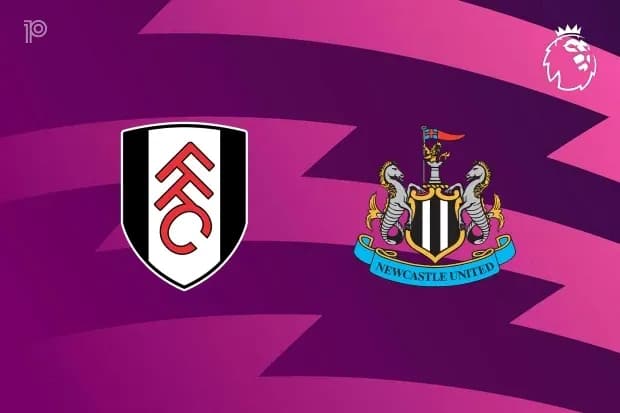 Logos de Fulham y Newcastle United en fondo púrpura