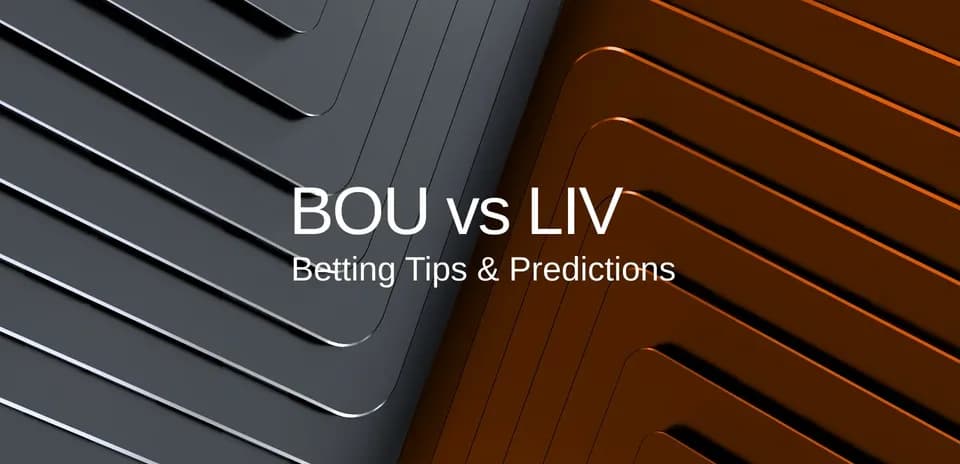 Diseño gráfico de BOU vs LIV con consejos de apuestas