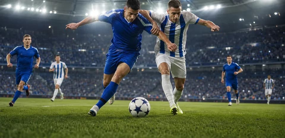 Jugadores compitiendo por el balón en partido