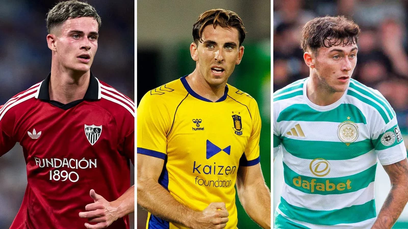 Tres jugadores de fútbol en acción durante partidos