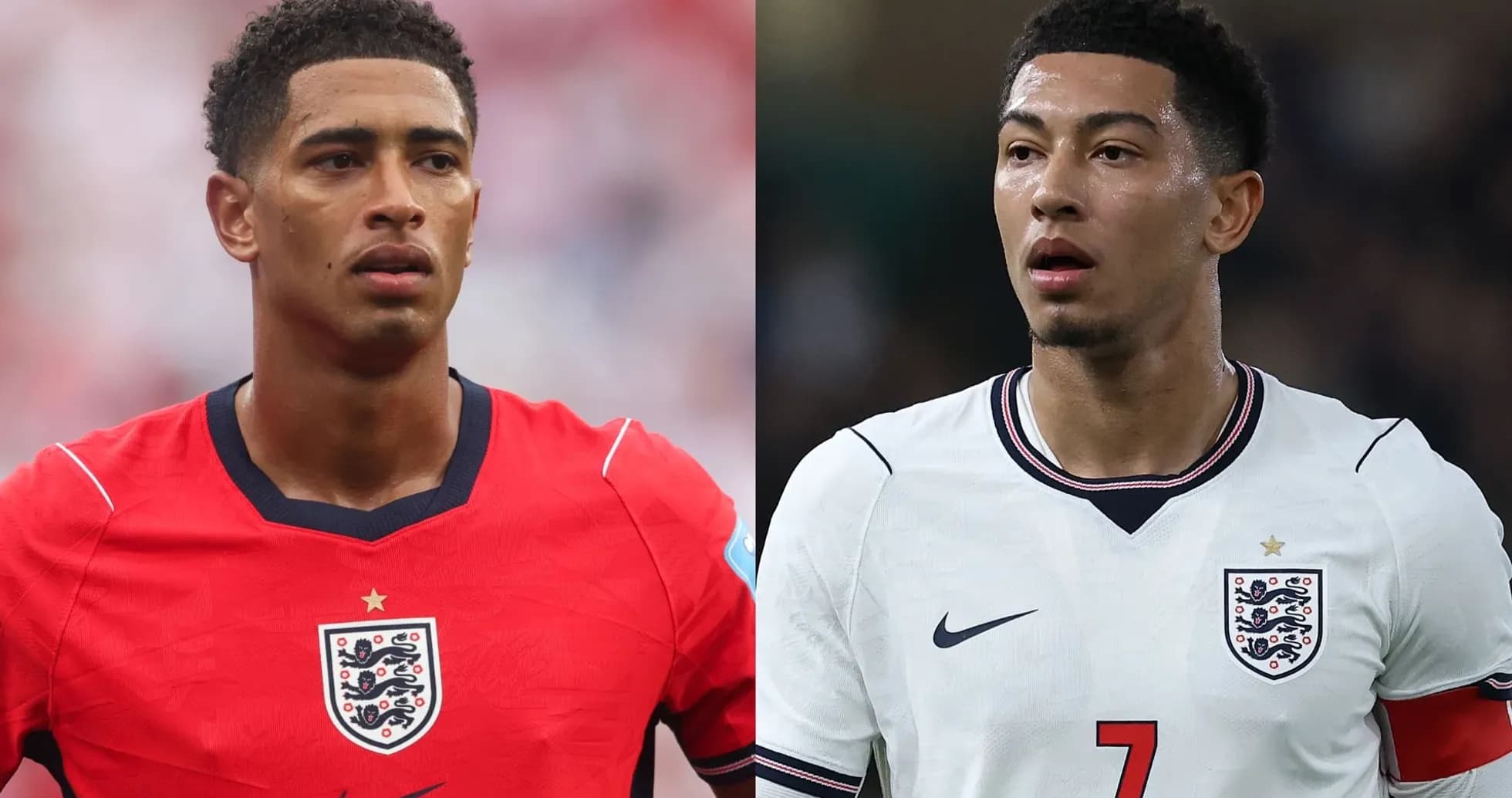 Jugadores de Inglaterra en uniformes de fútbol