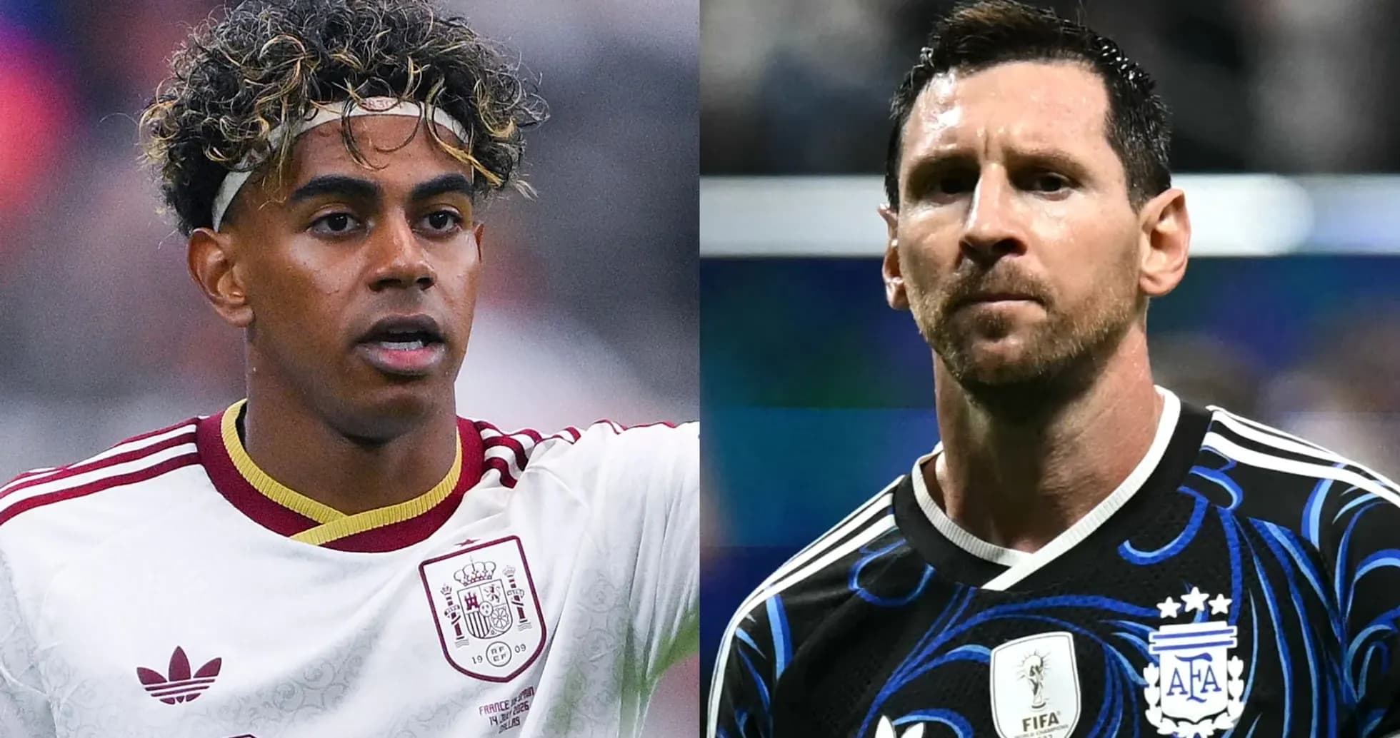 Jugadores de fútbol de España y Argentina en campo