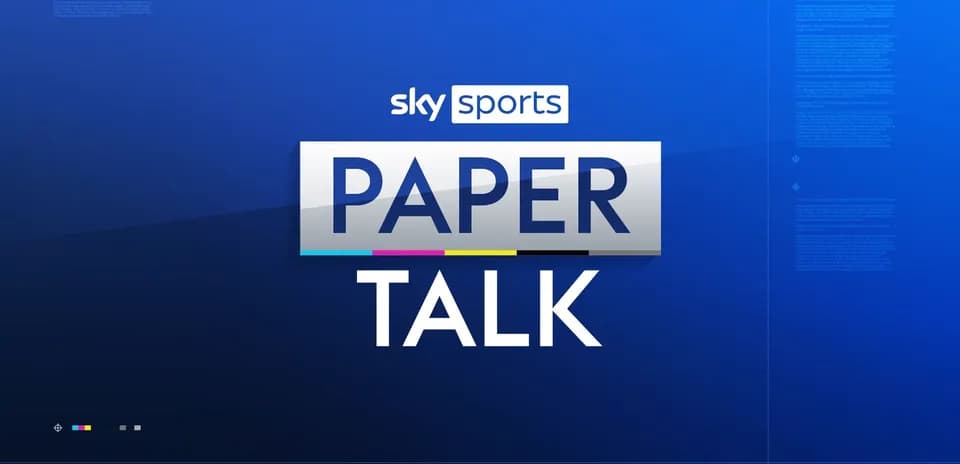 Logotipo de Sky Sports Paper Talk sobre fondo azul