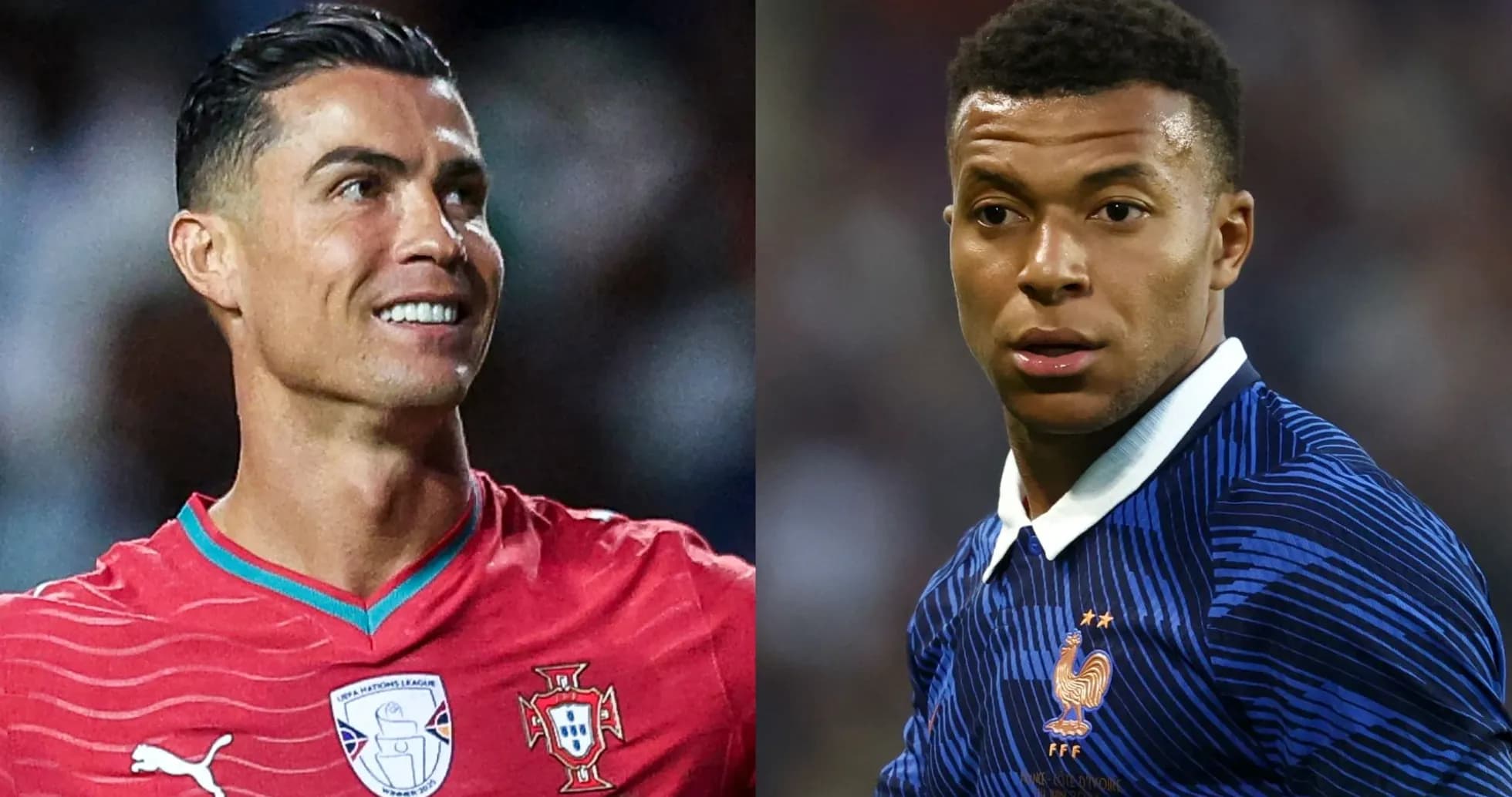 Cristiano Ronaldo y Kylian Mbappé en acción