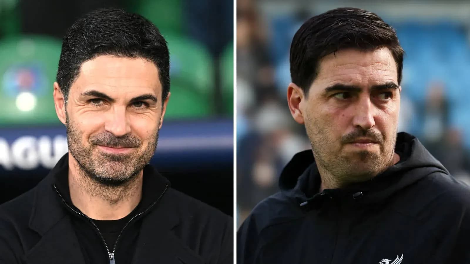 Entrenadores de fútbol en banquillo antes del partido