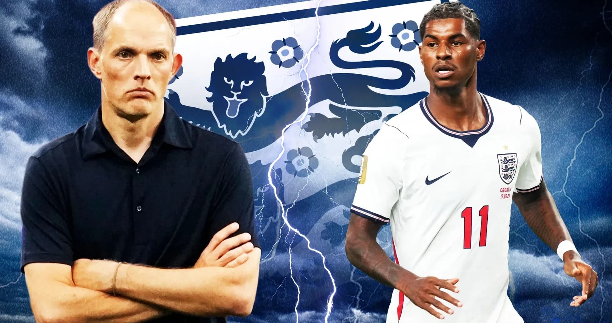 Entrenador y jugador de Inglaterra en fondo dramático