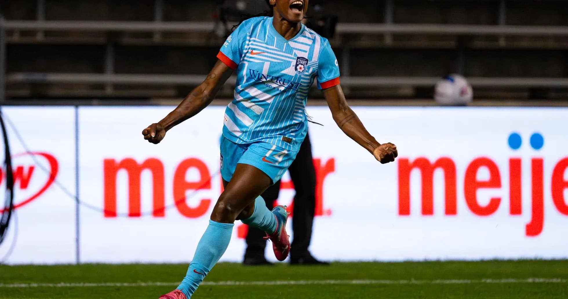 Jugadora celebrando un gol del Chicago Red Stars