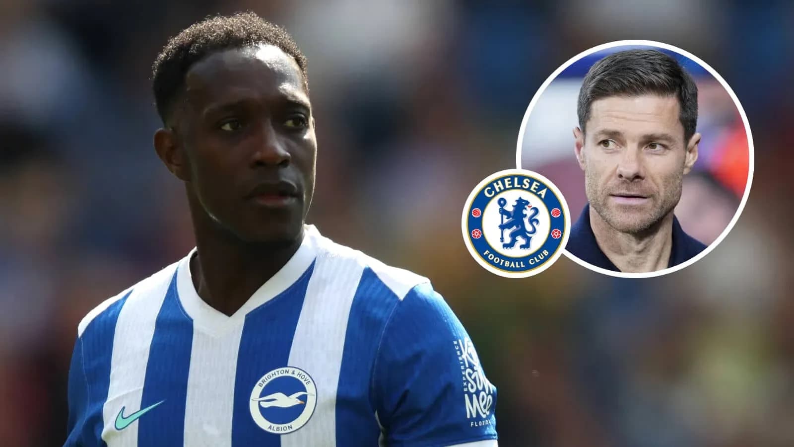 Jugador de Brighton con logotipo de Chelsea y entrenador