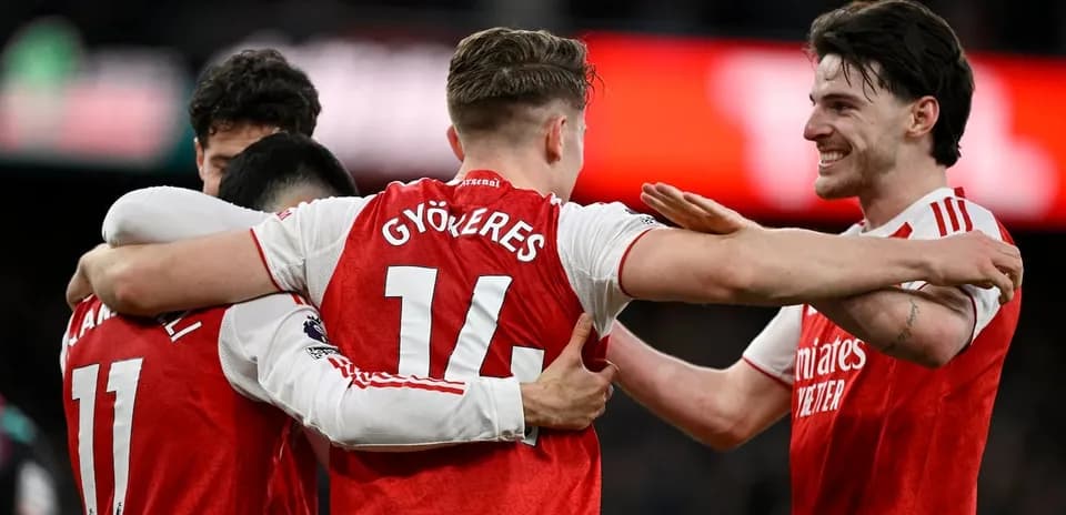 Jugadores del Arsenal celebrando un gol