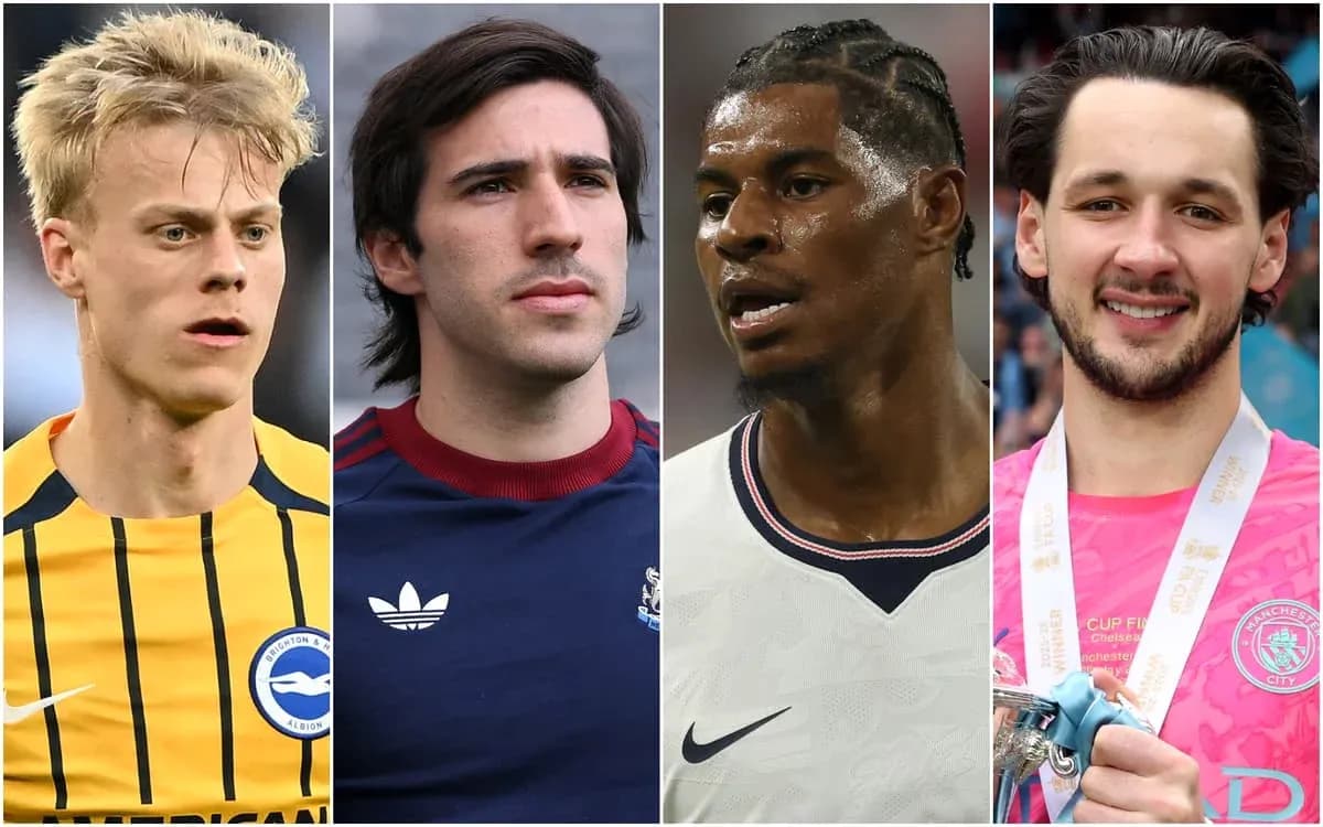 Cuatro jugadores de fútbol en retratos individuales