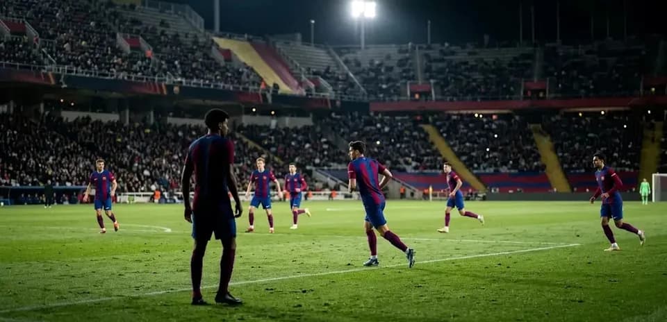 Jugadores de Barcelona en acción durante el partido