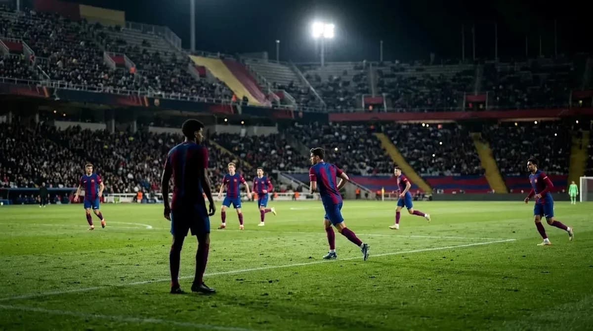 Jugadores de Barcelona en acción durante el partido