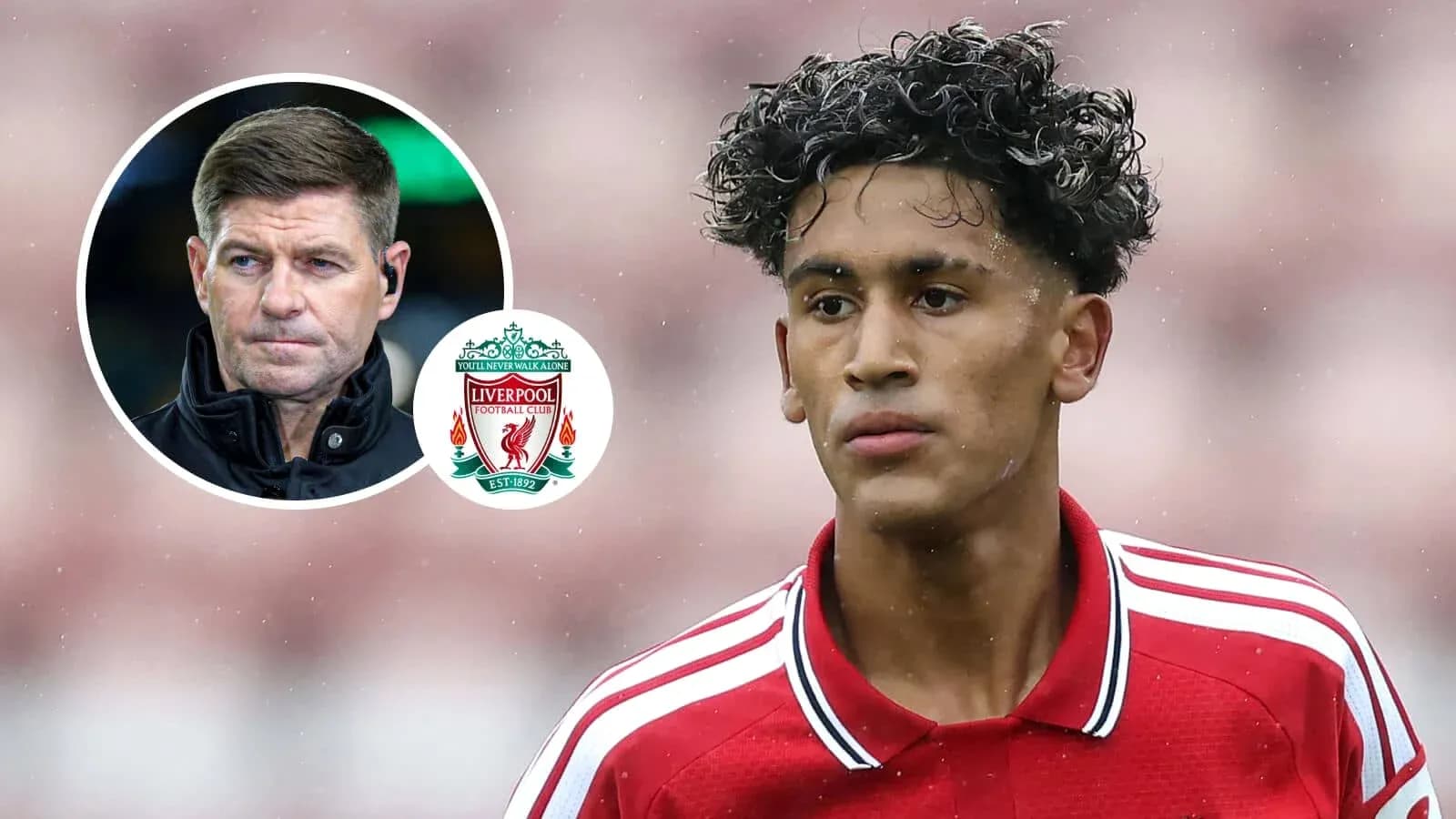 Jugador de Liverpool con camiseta roja en primer plano