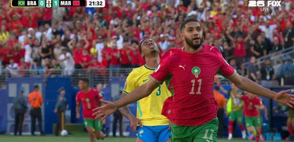 Gol de Marruecos en el partido contra Brasil