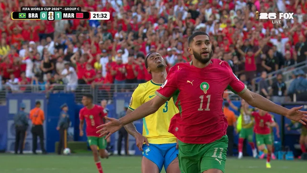 Gol de Marruecos en el partido contra Brasil