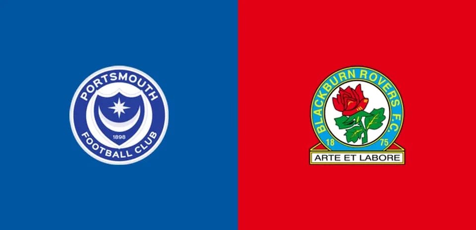 Logos de Portsmouth y Blackburn Rovers en fondo de colores