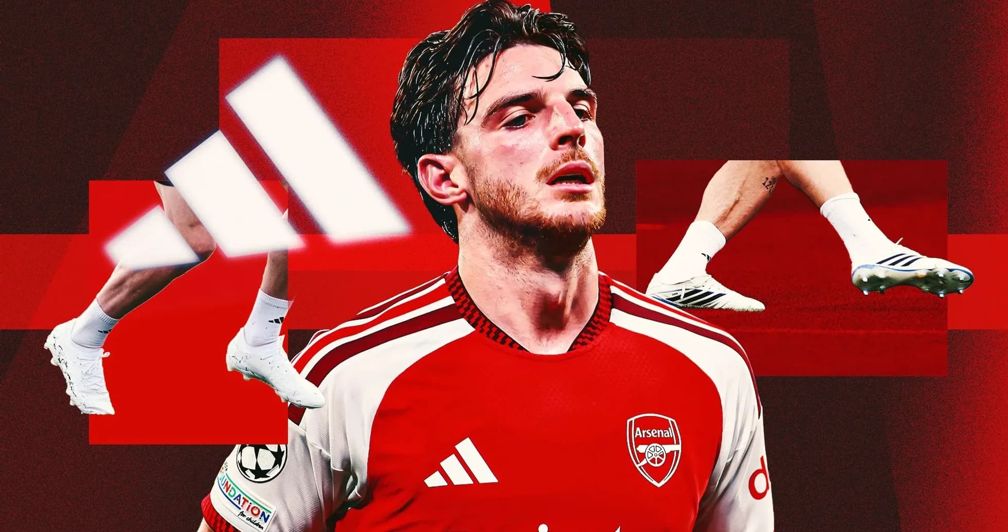 Jugador de Arsenal en camiseta roja y botas blancas