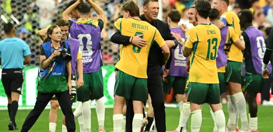 Celebración del equipo de Australia después del partido