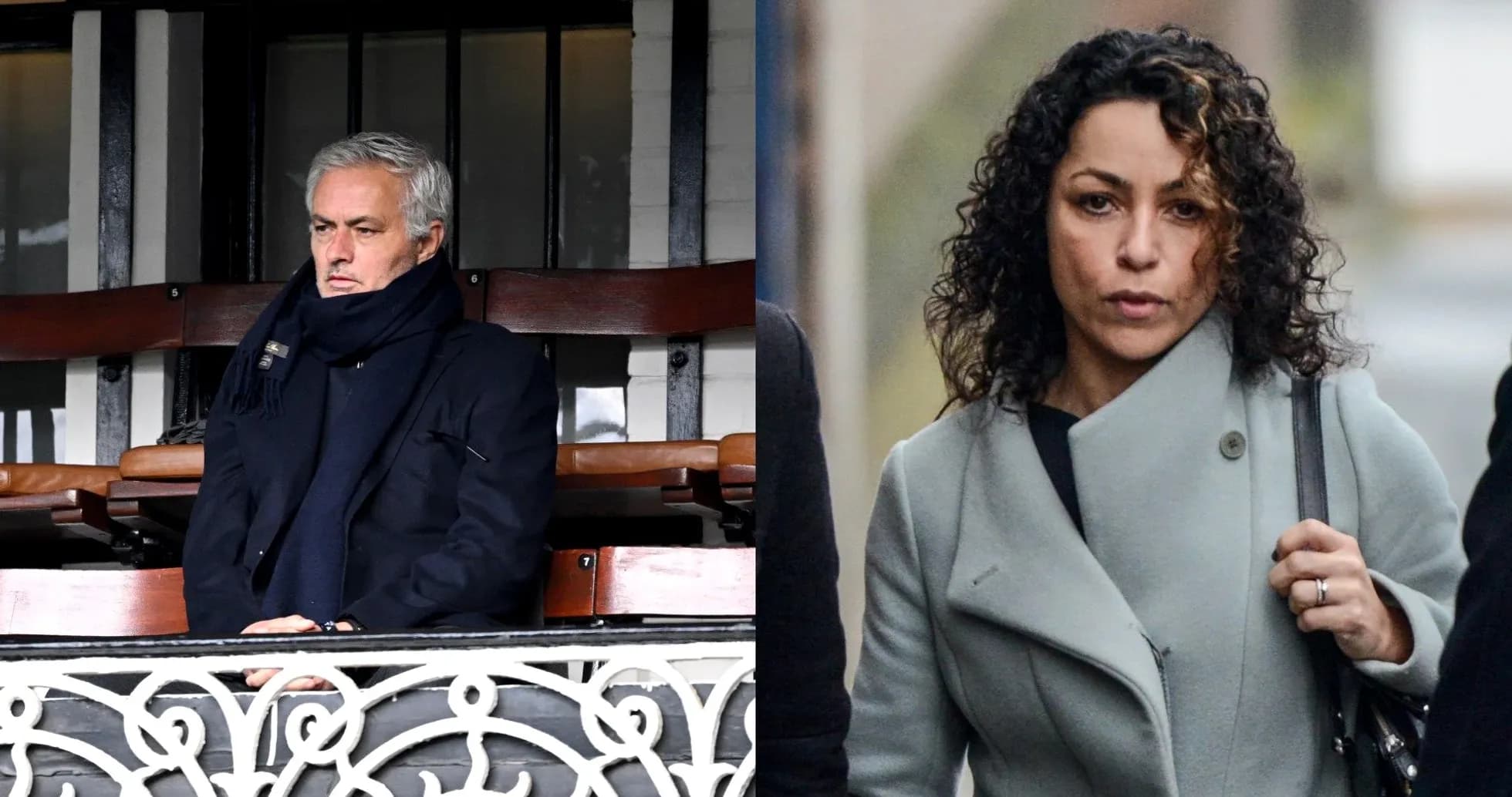Jose Mourinho sentado en un palco, mujer caminando