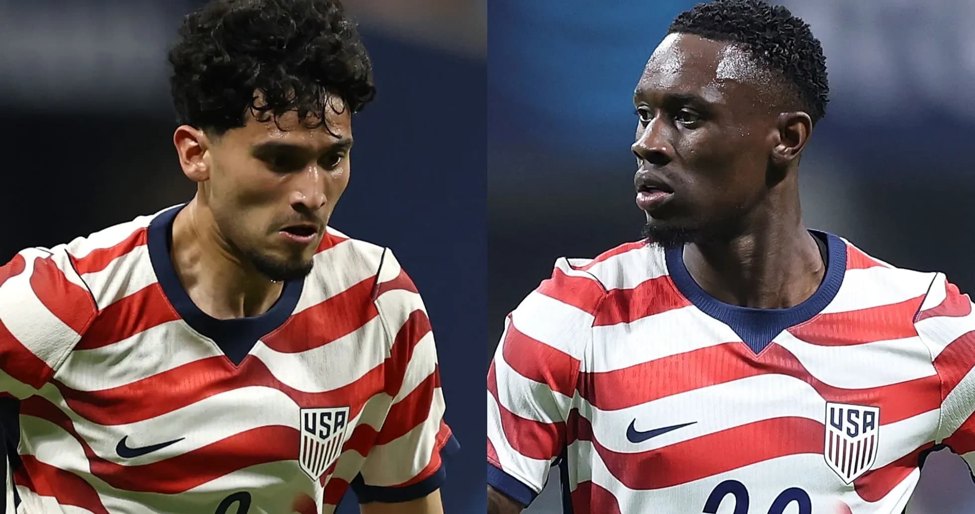 Dos jugadores de Estados Unidos en acción durante el partido