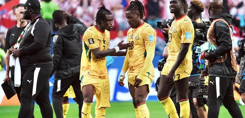 Jugadores de Ghana celebrando en el partido