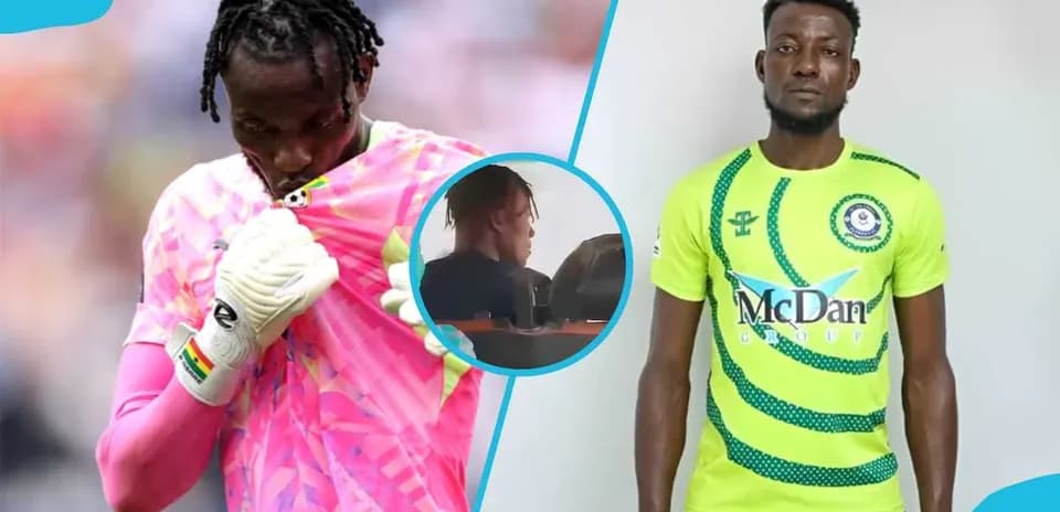 Portero con guantes en uniforme rosa, jugador en uniforme amarillo