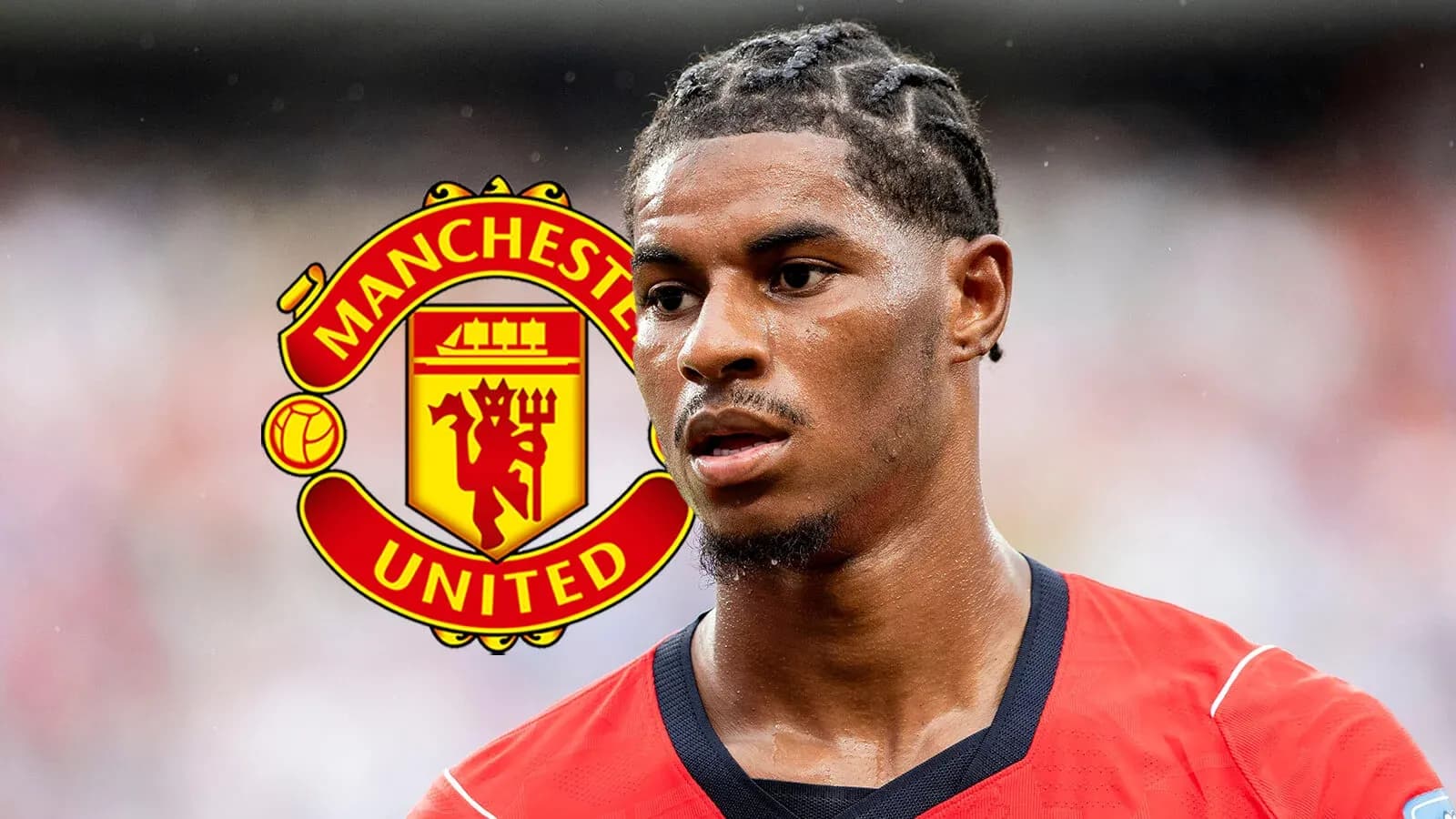 Jugador de Manchester United con camiseta roja