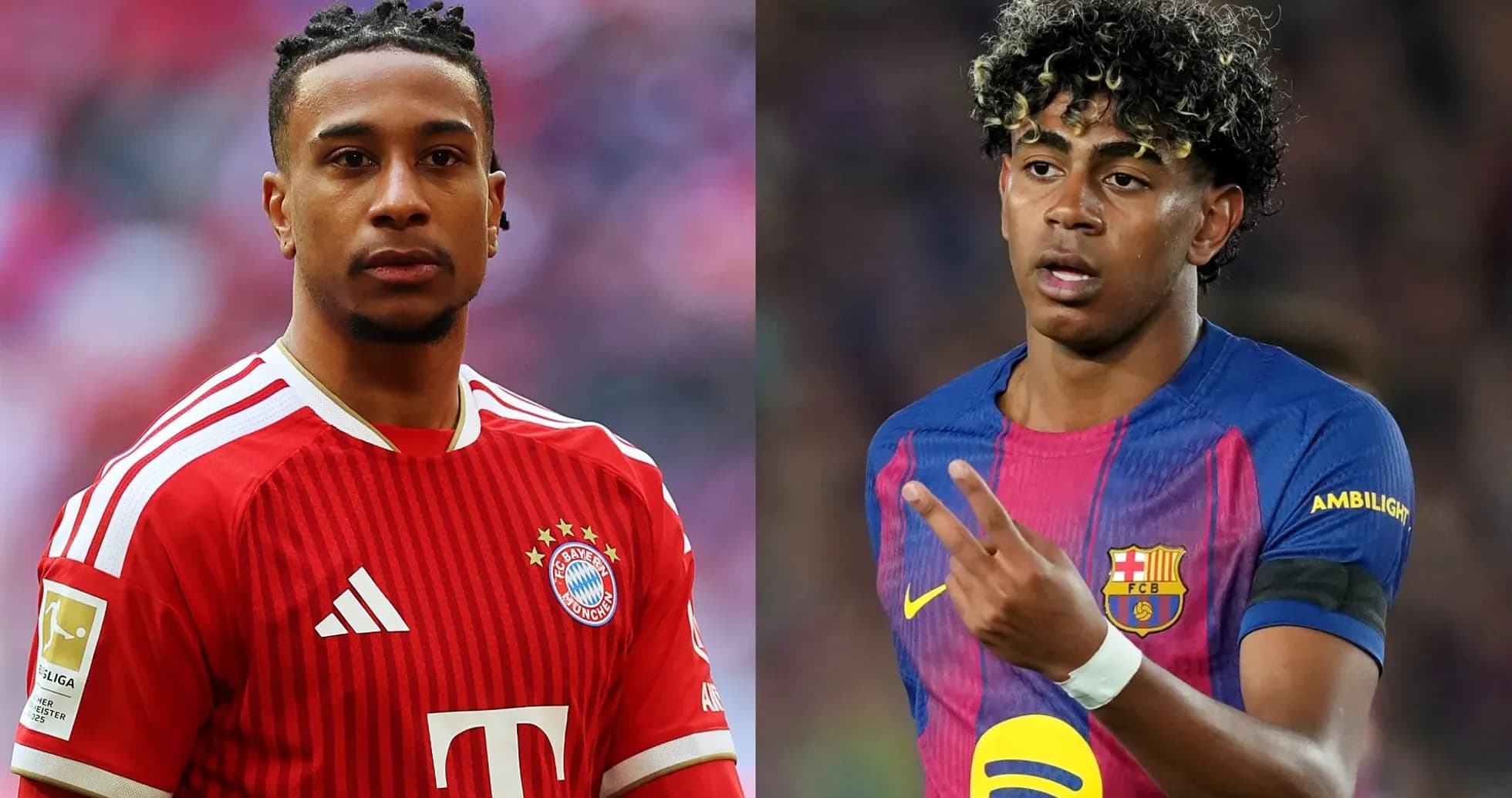 Jugadores de Bayern y Barcelona en acción