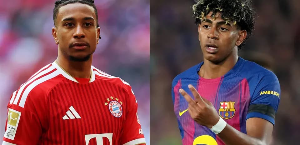 Jugadores de Bayern y Barcelona en acción