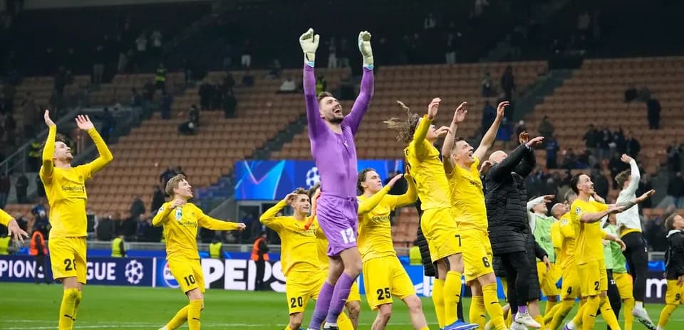 Jugadores de Bodo/Glimt celebrando una victoria