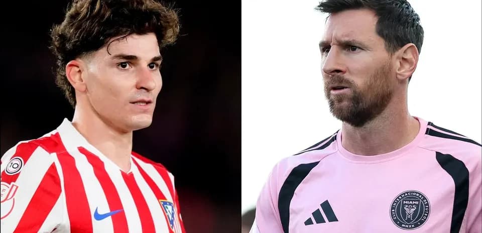 Jugadores de Atlético de Madrid y Inter Miami posando
