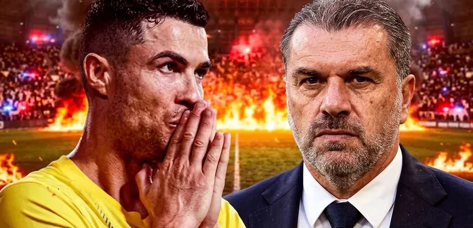 Cristiano Ronaldo y entrenador en fondo ardiente