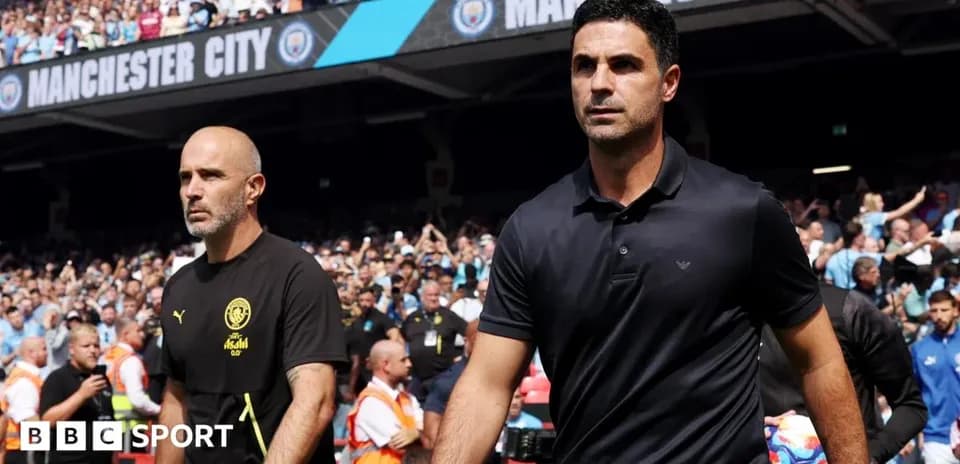 Entrenadores de Manchester City y Arsenal antes del partido