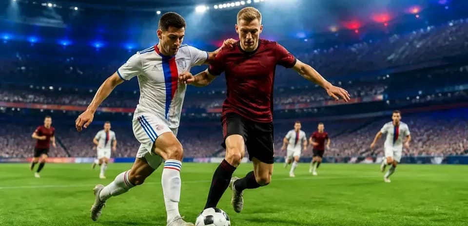 Jugadores compitiendo por el balón en el partido