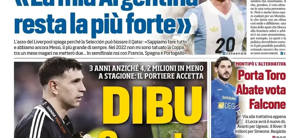 Portero con medalla y titular sobre Argentina en prensa