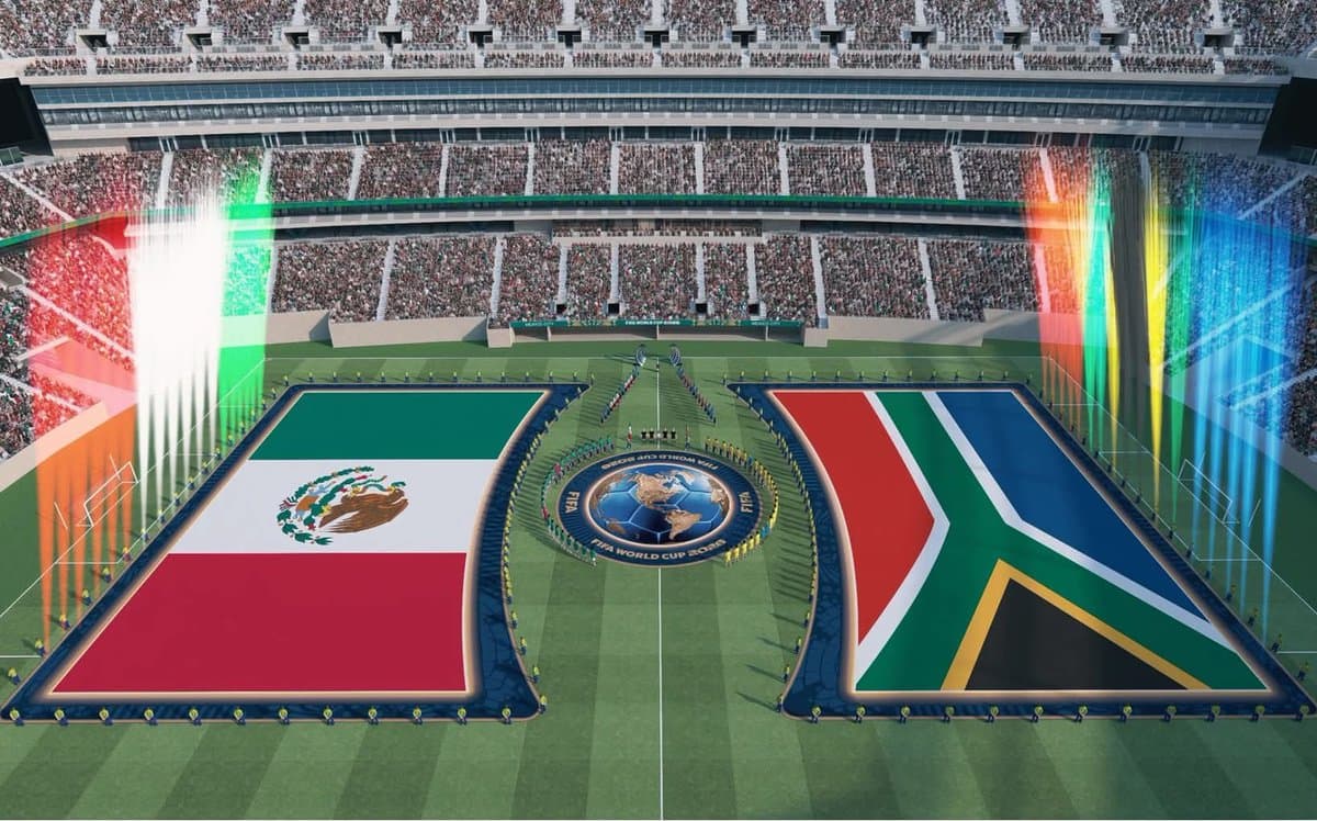 Banderas de México y Sudáfrica en el Mundial