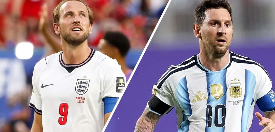 Kane y Messi en el partido Inglaterra vs Argentina