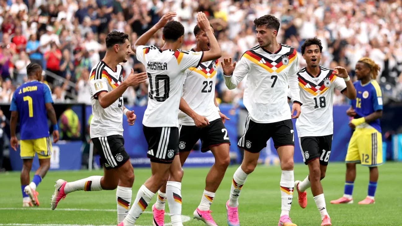 Jugadores de Alemania celebrando un gol