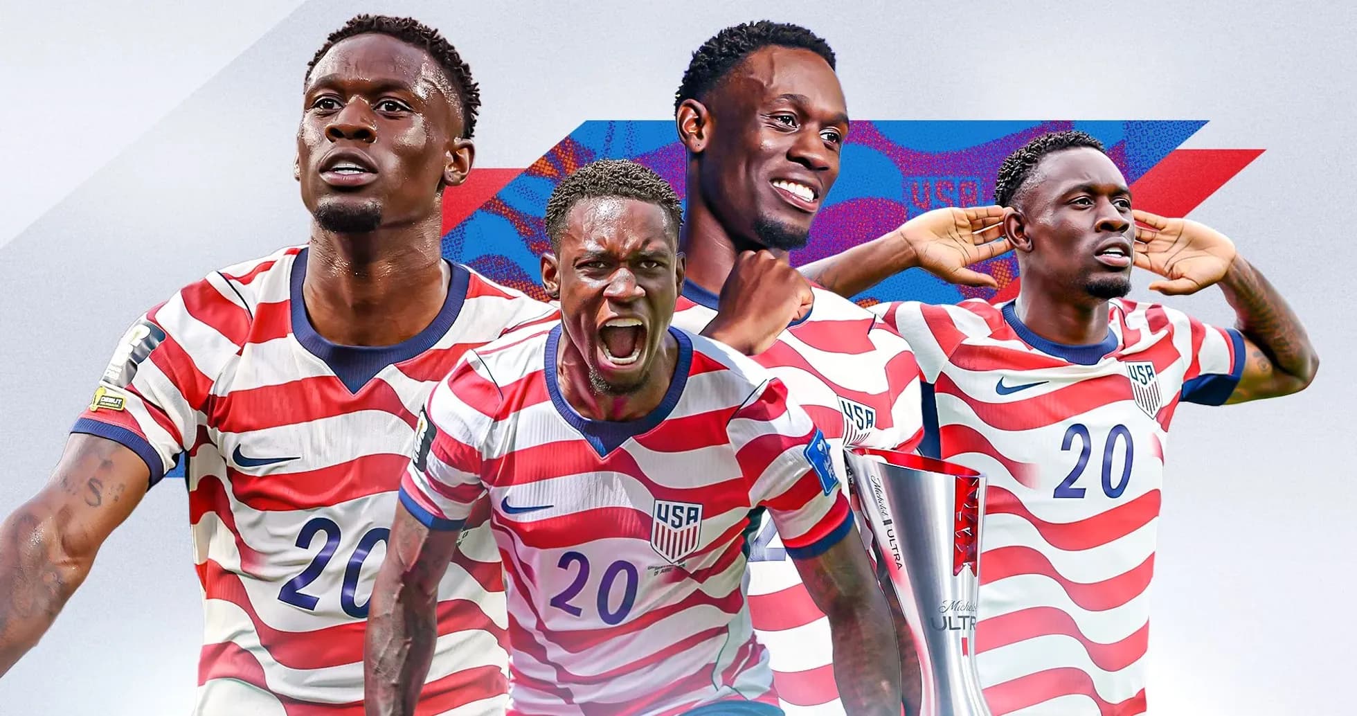 Jugador de la selección de EE. UU. en varias poses