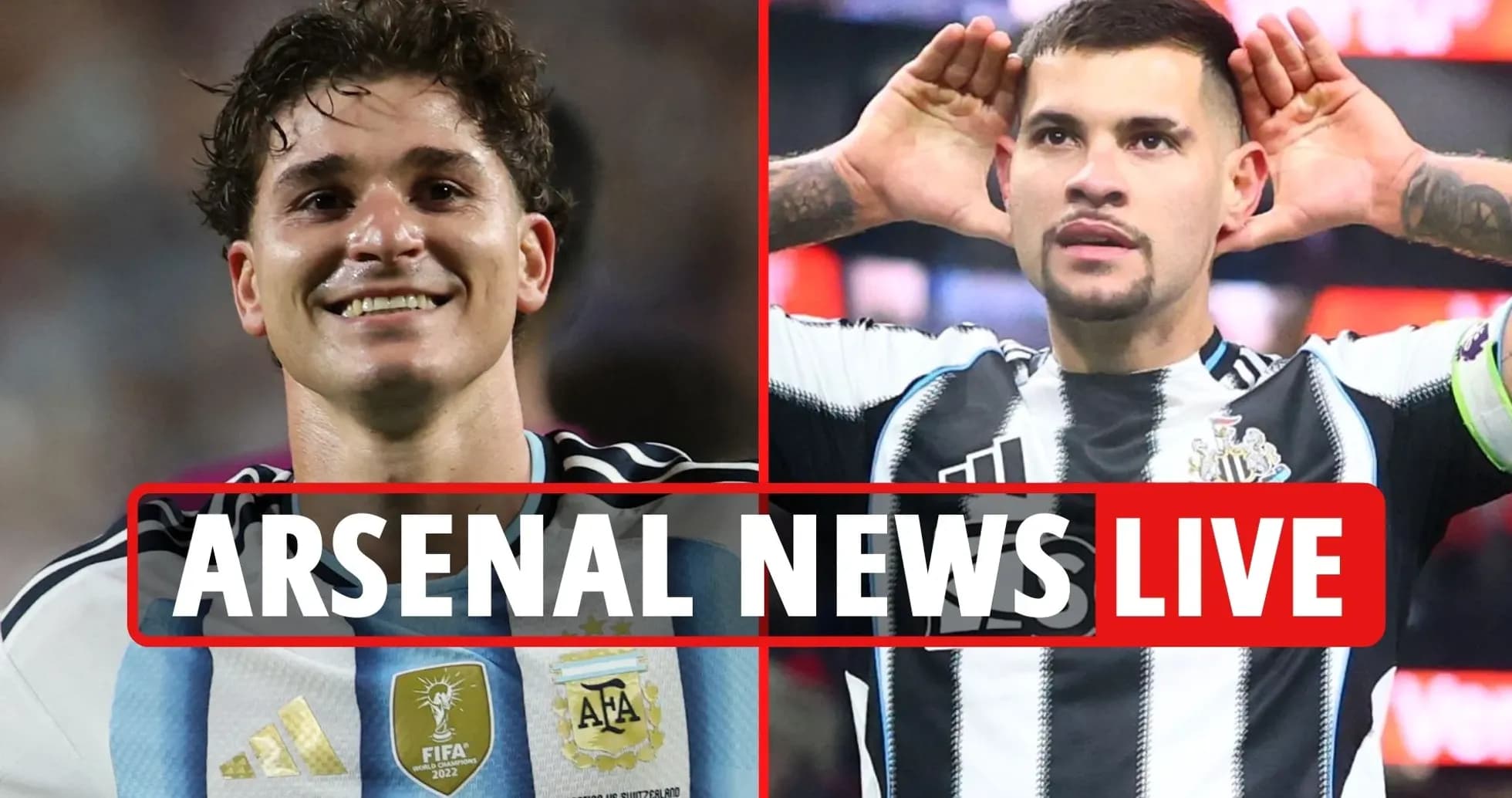 Jugadores de Argentina y Newcastle en un gráfico de noticias