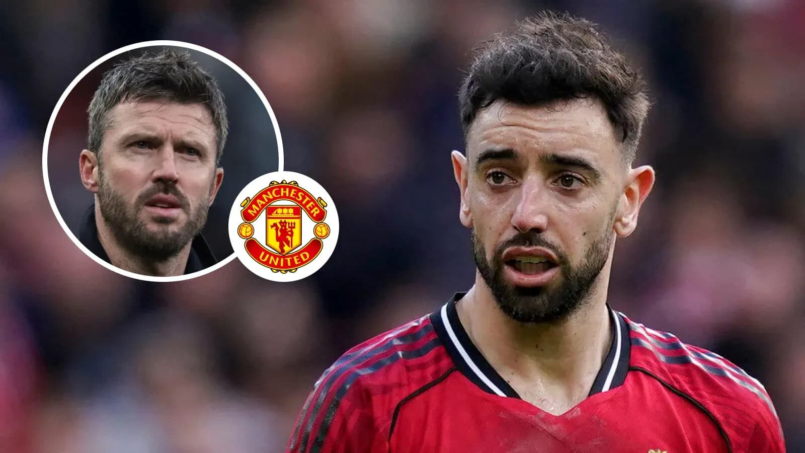 Bruno Fernandes en partido con logo de Manchester United
