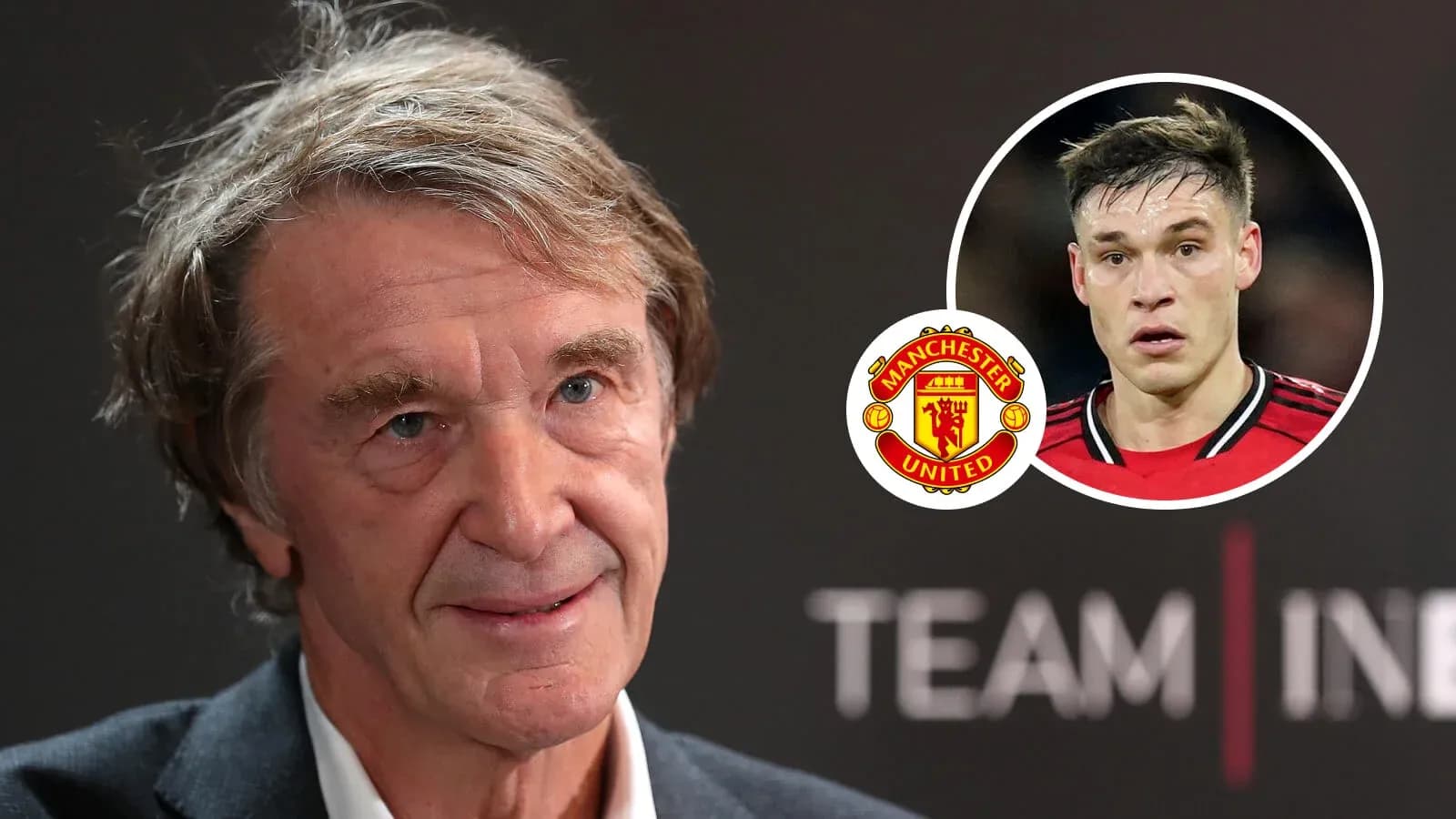 Hombre hablando sobre Manchester United en conferencia