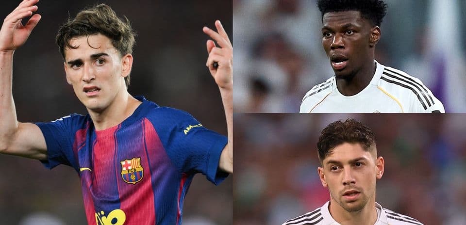 Jugadores de Barcelona y Real Madrid en el campo