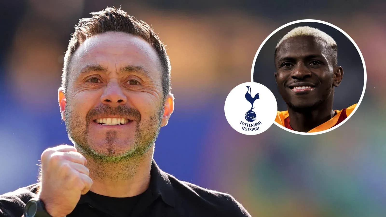 Entrenador sonriente con logo de Tottenham Hotspur
