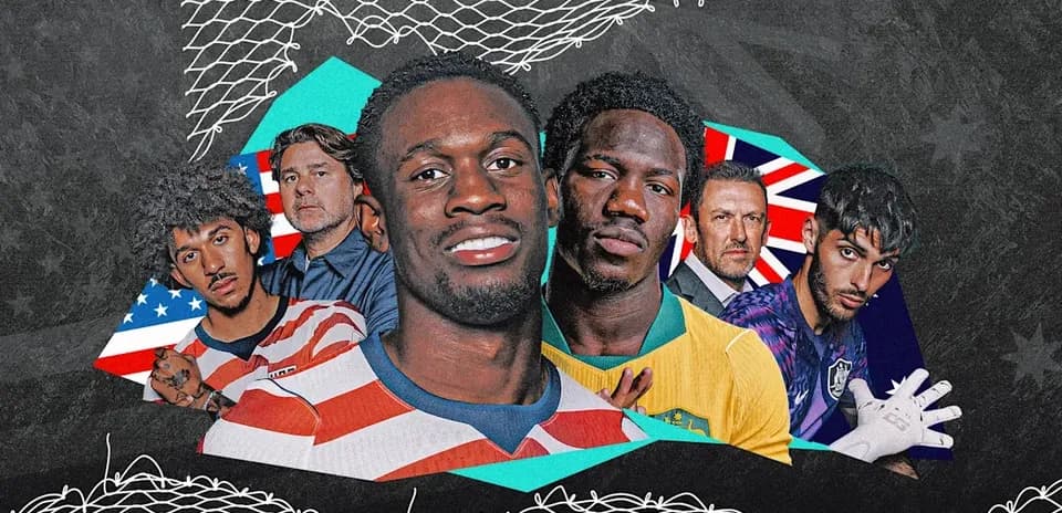 Jugadores de fútbol y entrenadores en un collage