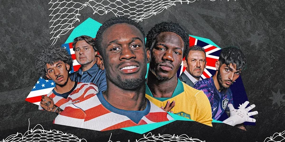 Jugadores de fútbol y entrenadores en un collage